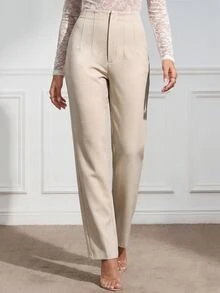Silquee Elegant, Sexy, And Casual High-Waisted Apricot Trousers For Autumn And Winter-Create A Classic, Versatile Look That Is Perfect For The Workday. - Apricot - View 3