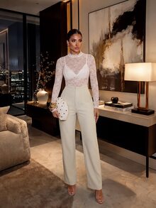 Silquee Elegant, Sexy, And Casual High-Waisted Apricot Trousers For Autumn And Winter-Create A Classic, Versatile Look That Is Perfect For The Workday. - Apricot - View 2