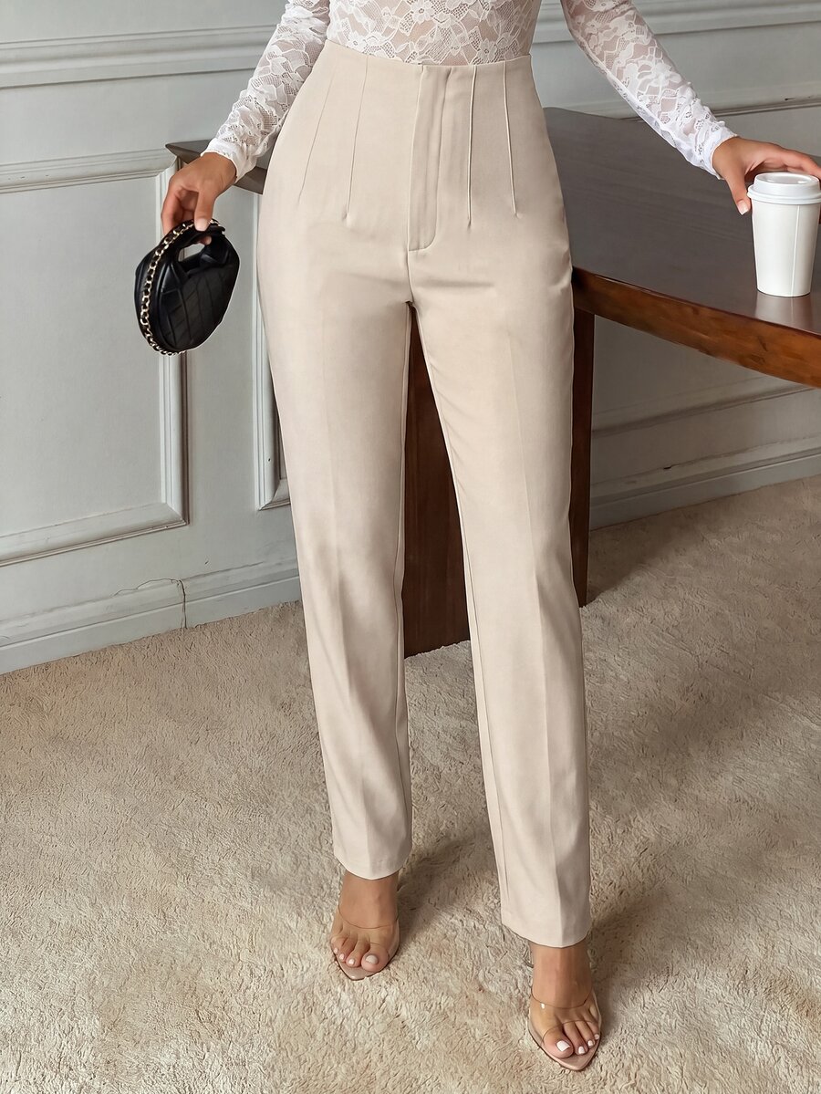 Silquee Elegant, Sexy, And Casual High-Waisted Apricot Trousers For Autumn And Winter-Create A Classic, Versatile Look That Is Perfect For The Workday. - Apricot - View 1