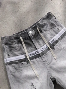 ROMWE MEN Y2K Dark Wasteland Style Splatter Print Cargo Pants, Vintage Mud-Dyed Gradient Drawstring Loose Wide Leg Trousers, Unique Non-Clashing Design, Relaxed Slimming Fit, Unisex, Daily Versatile, Must-Have For Trendsetters - Multicolor - View 3