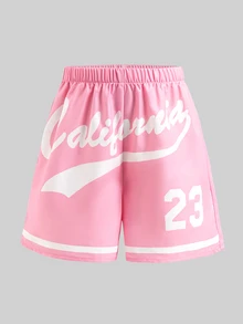 SHEIN 青少年女孩運動3件套粉色加州棒球球衣T恤上衣運動短褲套裝可愛背心夏季休閒街頭服飾套裝 - 粉色 - 查看 8