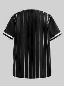 SHEIN 青少年女孩運動 3 件套黑色加州棒球球衣 T-shirt 上衣、運動短褲、可愛背心夏季休閒街頭服裝套裝 - 黑色 - 查看 8