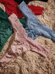 HautHeat 5pcs Lace Patchwork Sexy Multi-Color Set Comfortable Daily Women's Thongs - Multicolor - View 4