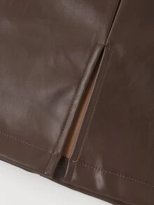 SHEIN Franclia New Vintage Elegant Commuter Matte Slim Fit Women's Skirt - Brown - View 4