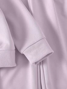 SHEIN ChillGRL Streecool 青少女 2 件套秋季服飾 常規厚度針織休閒百搭連帽拉鍊外套 寬鬆寬腿褲 馬術運動印花 - 紫色 - 查看 7