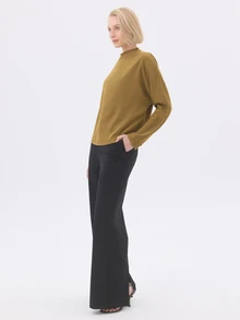 KÆRIA Hus Long Sleeve Mock Neck Top - Weighted Fluid Crepe - Antique Gold - Minimalist, Draped, Day To Night - Brown - View 6