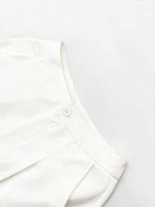 SHEIN Autumn Elegant Fashion Leopard Print Patchwork High Waist Wide Leg Pants, French Office Commute Style Pleated Long Pants - White - View 6