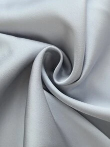 SHEIN 女款優雅銀色緞面秋季晚宴禮服，收腰褶皺設計，光滑面料，珍珠鈕扣裝飾 - 灰色 - 查看 6