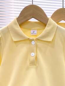 Elladie kids 女童 3 件組長袖 Polo 衫、長袖 T 恤，基本純色修身 T 恤，適合返校季 - 黃色 - 查看 3