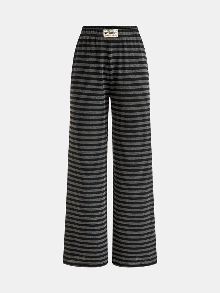 SHEIN Tween Girls Tween Girl Kids Grey Striped Long Pants, Loose Fit, Versatile, Daily Wear, Soft & Comfortable, Autumn/Winter New Style Tween Girl - Grey - View 8