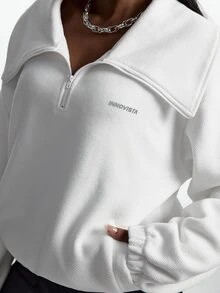 Innovista Innovista Women's Casual Letter Print Long Sleeve Sports Sweatshirt For Daily Wear - White - View 5