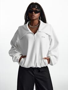 Innovista Innovista Women's Casual Letter Print Long Sleeve Sports Sweatshirt For Daily Wear - White - View 12