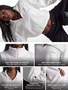 Innovista Innovista Women's Casual Letter Print Long Sleeve Sports Sweatshirt For Daily Wear - White - View 11