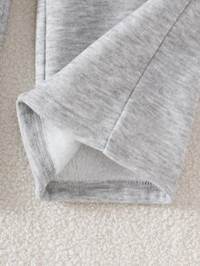 SHEIN Genkimix Kids 女童簡約百搭長褲 日常穿著 白色 冬季 - 灰色 - 查看 9