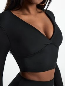 Innovista Innovista Women's Solid Color Long Sleeve Top And Flared Leggings Casual Daily Sports Set - Black - View 8