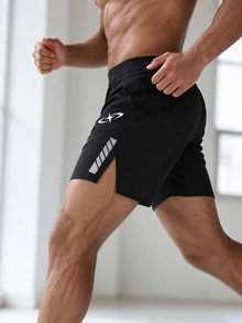 Gym Rark 男士拼色百褶運動短褲，跑步健身、戶外休閒 - 黑色 - 查看 4
