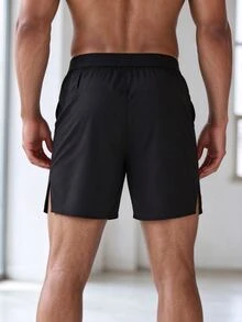 Gym Rark 男士拼色百褶運動短褲，跑步健身、戶外休閒 - 黑色 - 查看 2