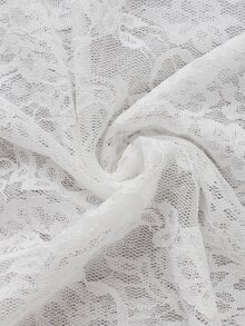 Sweetra Women's Elegant Contrast Lace Blouse With Stand Collar And Long Sleeves (Random Cutting), Spring/Summer Y2K Fall Top For Women - White - View 5