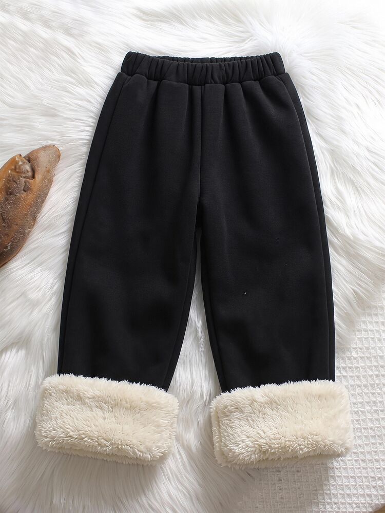 SHEIN Young Girls Winter Pants Young Girl Autumn Young Girl Young Girl - Black - View 3