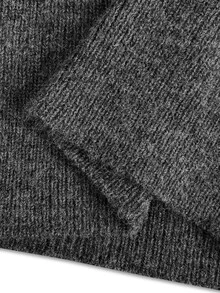SHEIN Women's Sexy Dark Sweet Cool Style Deep Gray Semi-High Neck Ribbed Knit Asymmetric Cold Shoulder Ruffle Bell Sleeve Fitted Pullover Sweater, Gray Sweater, Outing Top, Fashionable, Y2K Style, Sexy Top, Women's Autumn/Winter Sweater - Dark Grey - View 9