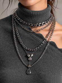 SHEIN Women's Sexy Dark Sweet Cool Style Deep Gray Semi-High Neck Ribbed Knit Asymmetric Cold Shoulder Ruffle Bell Sleeve Fitted Pullover Sweater, Gray Sweater, Outing Top, Fashionable, Y2K Style, Sexy Top, Women's Autumn/Winter Sweater - Dark Grey - View 6