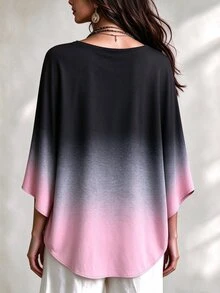 Linhara CURVE 女款極簡休閒舒適寬鬆大尺碼蝙蝠袖上衣 秋季 - 彩色 - 查看 2