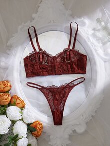 Crystal Vow Sexy White Lace Women's Lingerie Set 6 Pieces - Multicolor - View 6