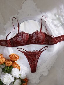 Crystal Vow Sexy White Lace Women's Lingerie Set 6 Pieces - Multicolor - View 4