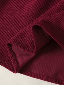 SHEIN 女童秋冬保暖內裡加厚刺繡燈芯絨節日派對洋裝 - 紅色 - 查看 12