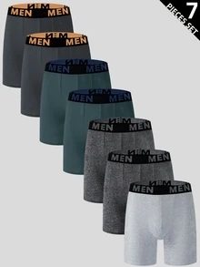 Snug Zone Set de 7 calzoncillos tipo bóxer cómodos con estampado de letras para uso diario de hombres - Multicolor - Ver 1