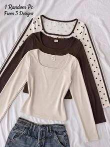 Tween Girls Tween Girl Autumn/Winter Long Sleeve Simple Print Top Tween Girl 1pc - Multicolor - View 7