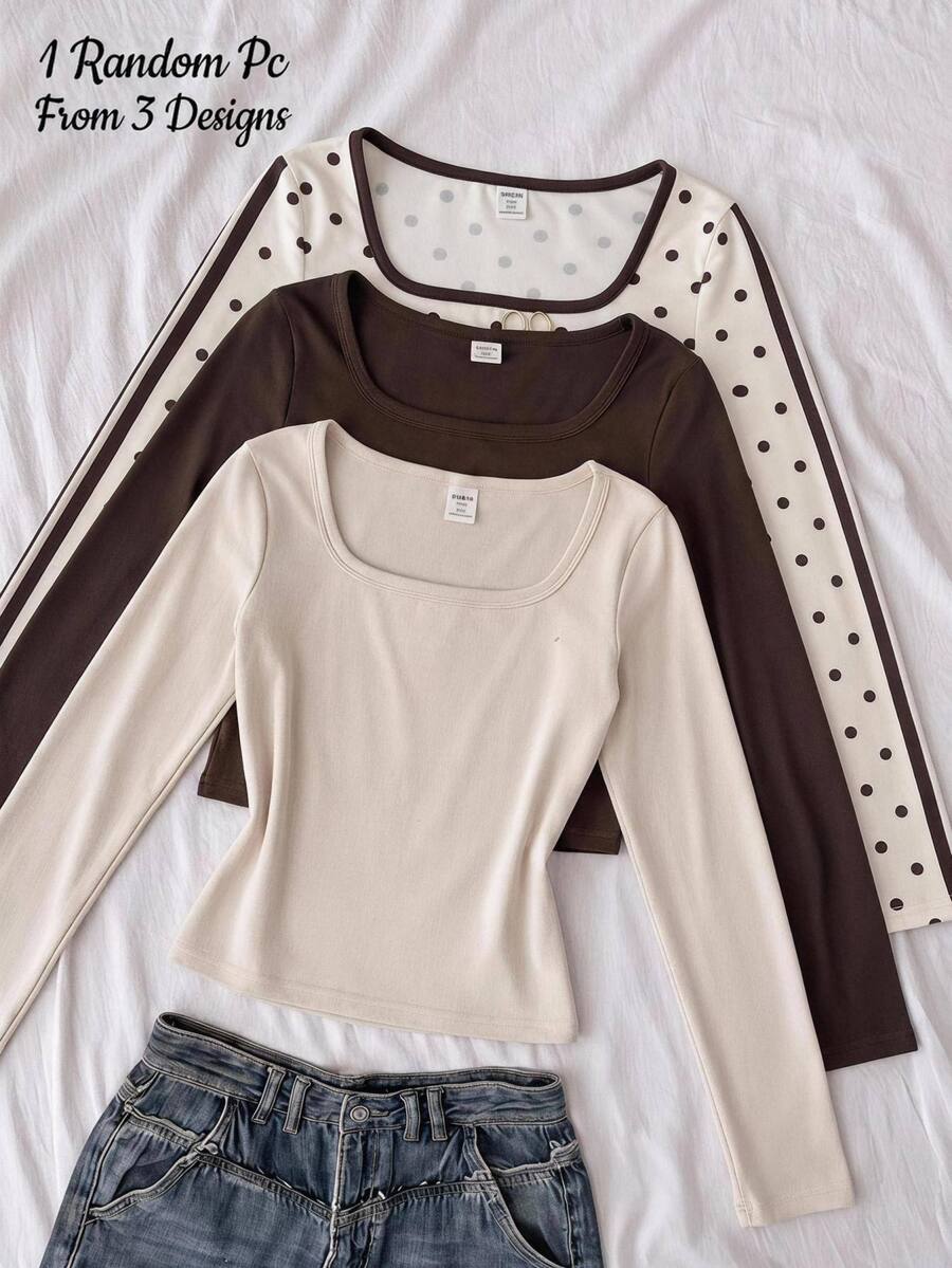 Tween Girls Tween Girl Autumn/Winter Long Sleeve Simple Print Top Tween Girl 1pc - Multicolor - View 1