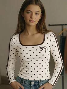 Tween Girls Tween Girl Autumn/Winter Long Sleeve Simple Print Top Tween Girl 1pc - Multicolor - View 6