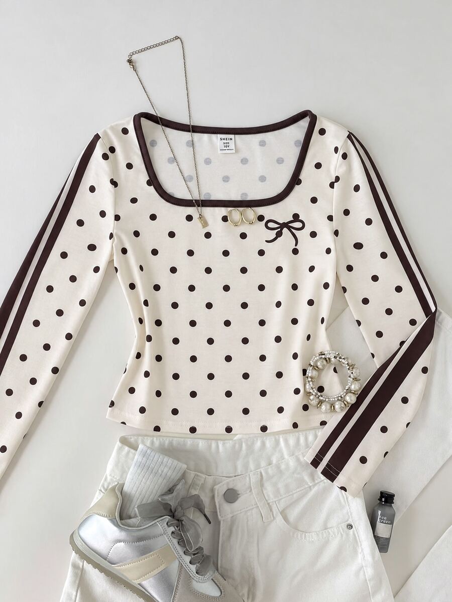 Tween Girls Tween Girl Autumn/Winter Long Sleeve Simple Print Top Tween Girl 1pc - Multicolor - View 1