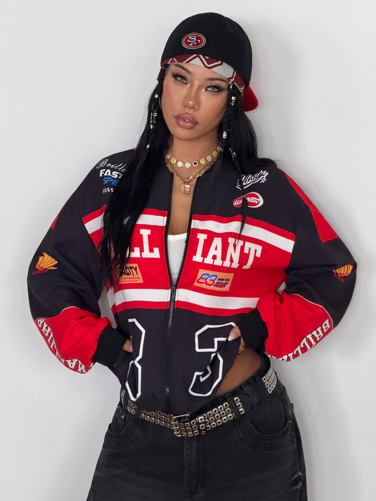 DRPCRD Women's & Men's Fall/Winter Going Out Casual Streetwear Ricing Race Car Driver Graphics Oversized Race Car Jacket,Couple Same Style,Couple Costumes - Multicolor - View 5
