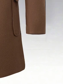 Manfinity Mode Men's Brown British Style Large Lapel Detachable Fur Collar Flap Pocket Business Casual Wool Trench Coat - Brown - View 4