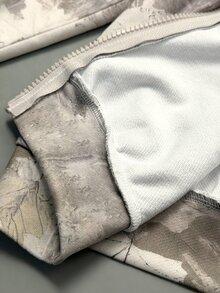 DRPCRD 男女款秋冬街頭休閒森林迷彩圖案日常外出灰色迷彩寬鬆長袖拉鍊連帽衛衣 - 軍綠色 - 查看 10