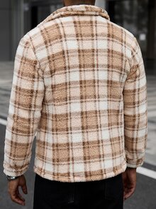 Manfinity CasualCool 男士冬季休閒襯衫，格紋簡約都市保暖長袖夾克，適合約會、派對、聖誕節或作為給丈夫的新年禮物 - 彩色 - 查看 2