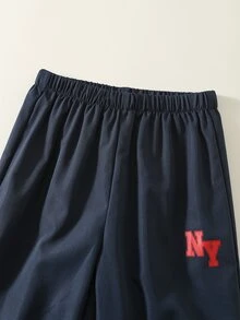 SHEIN 2件組兒童小男孩秋冬休閒拼色夾克與長褲套裝，運動衫套裝，男孩套裝，秋冬套裝，運動套裝 - 彩色 - 查看 5