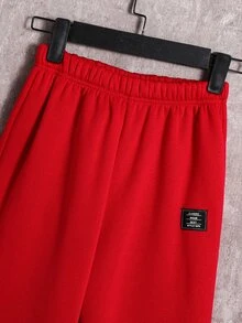 SHEIN 3件組兒童青少年男孩秋冬休閒黑色保暖內裡背心外套連帽衫與長褲套裝，外套套裝，男孩套裝，秋冬套裝，運動套裝 - 彩色 - 查看 6