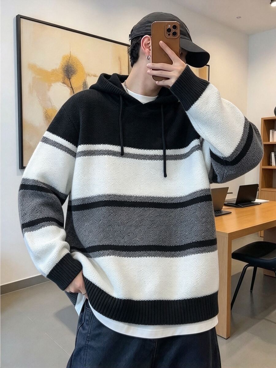 Lornexis Men's Colorblock Casual Everyday Hoodie Sweater - Multicolor - View 1