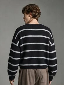 Calmiston 男士新款秋冬款 黑白條紋韓系風格 適合外出、正式晚餐、派對等多種場合 老錢風 - 黑與白 - 查看 2