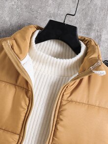 SHEIN 3件組兒童青少年男孩秋冬休閒卡其色刷毛背心外套、T恤與牛仔褲套裝，外套套裝，男孩套裝，秋冬套裝，運動套裝 - 彩色 - 查看 8