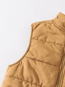 SHEIN 3件組兒童青少年男孩秋冬休閒卡其色刷毛背心外套、T恤與牛仔褲套裝，外套套裝，男孩套裝，秋冬套裝，運動套裝 - 彩色 - 查看 7