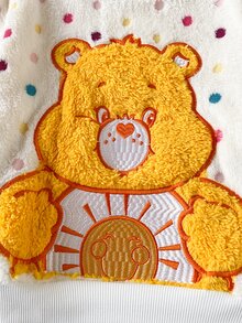 SHEIN X Care Bears 女童休閒公主風彩虹波點毛絨卡通熊貼布繡圓領長袖套頭衛衣 秋季 7 歲生日 - 白色 - 查看 4