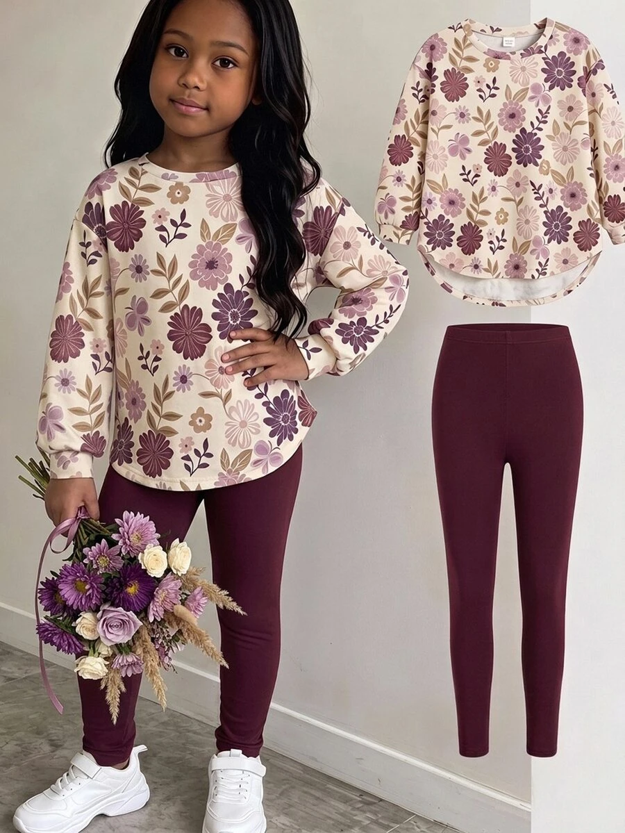 Young Girl Young Girls Young Girl Coffee Color Textured Knit 2 Pieces ...