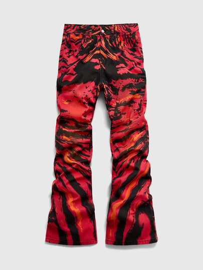 ROMWE MEN Men's Layered Zebra Print Flare Jeans
