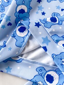 SHEIN X Care Bears 2件組女童休閒百搭藍色卡通圖案圓領寬鬆長袖運動衫與長褲套裝，適合日常穿著，秋季 - 彩色 - 查看 9
