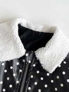 Maija Kids Maija Kids Young Girl Cute Autumn/Winter Versatile Colorblock Black Polka Dot Pattern Long Sleeve Jacket Kids - Black - View 4