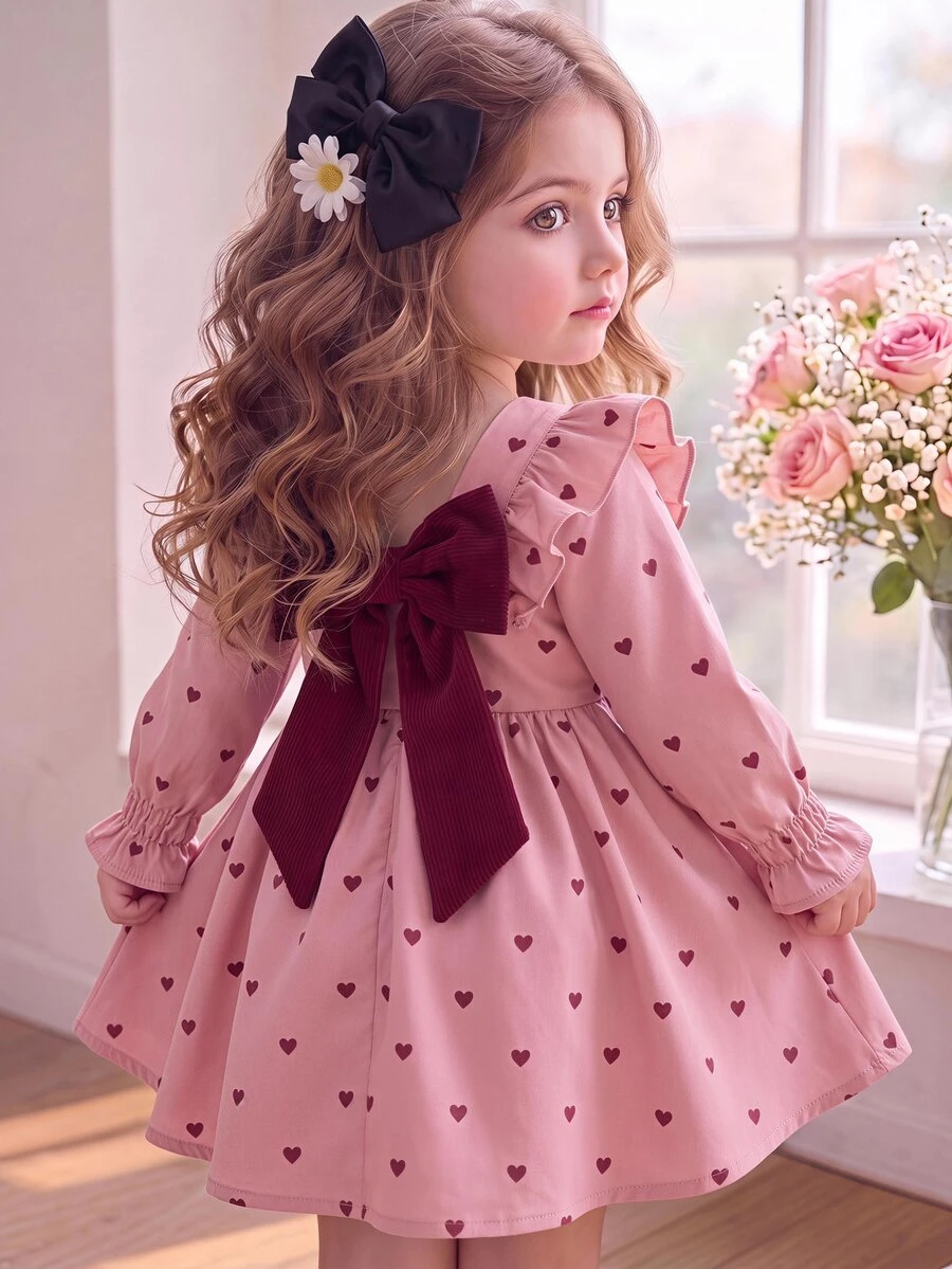Young Girl Young Girl Kids Twins Girl Plaid Loose Cute Casual Plaid Pattern Ruffle Trim Flounce - Pink - View 1